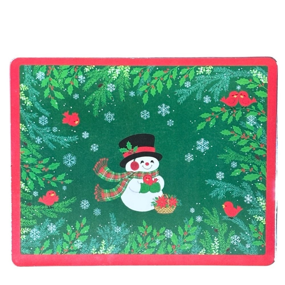 Vtg Hallmark Christmas Laminated Placemats Snowman Cardinal NIP 11.25”x14.25” - Picture 3 of 4